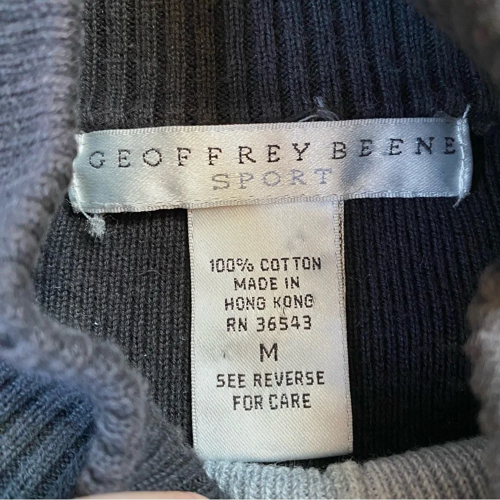 Vintage 90s/Y2K Geoffrey Beene Sport Colorblock Mock Neck 100% Cotton Sweater - Picture 4 of 5